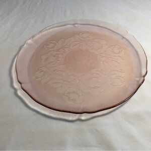 Arcoroc Pink Glass Yaisselle Rosaline Round Serving Platter Torte Plate France